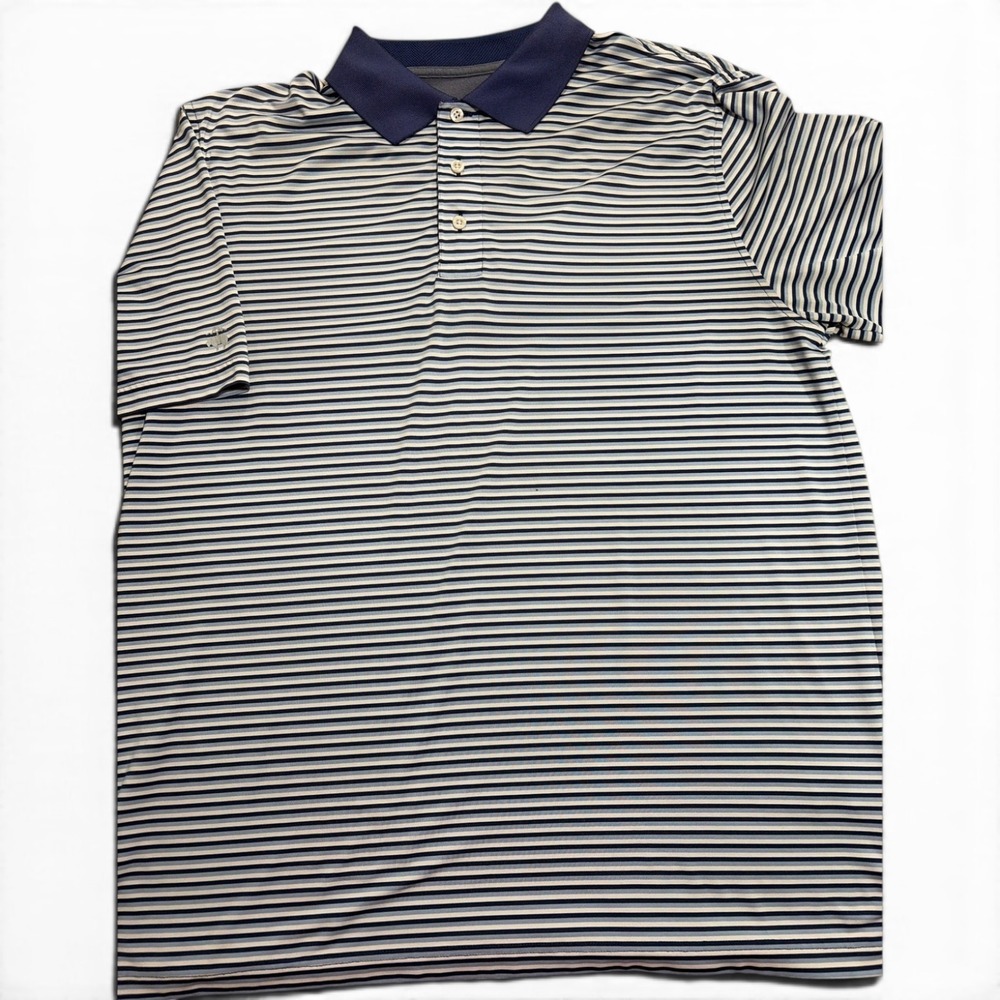 Brooks Brothers Mens Performance Polo Shirt Blue White Striped XL 100101877 Golf